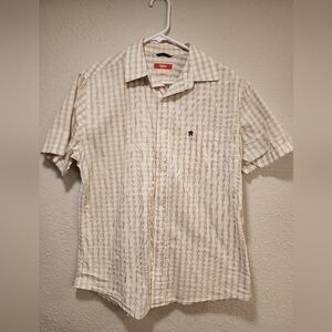 Men's Beiges and Brown Striped Button Down Shirt